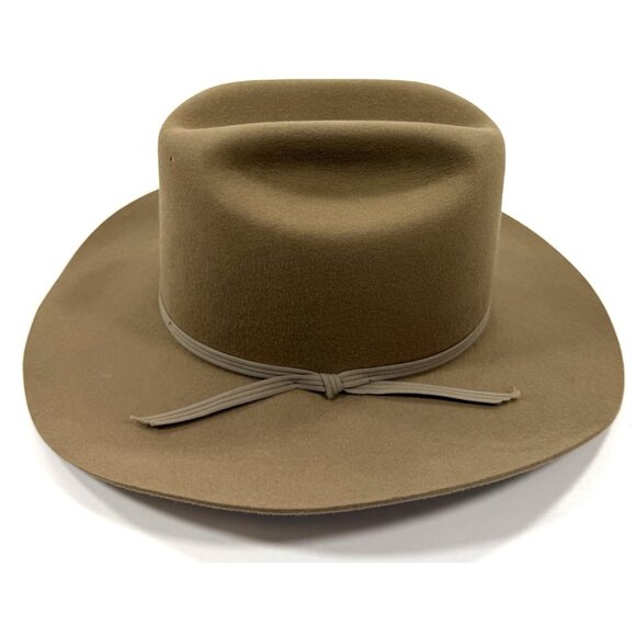 Stratton Self Forming Hat US Border Patrol Size 7 3/8 USA Tan Felt Cowboy Hat - Picture 1 of 15